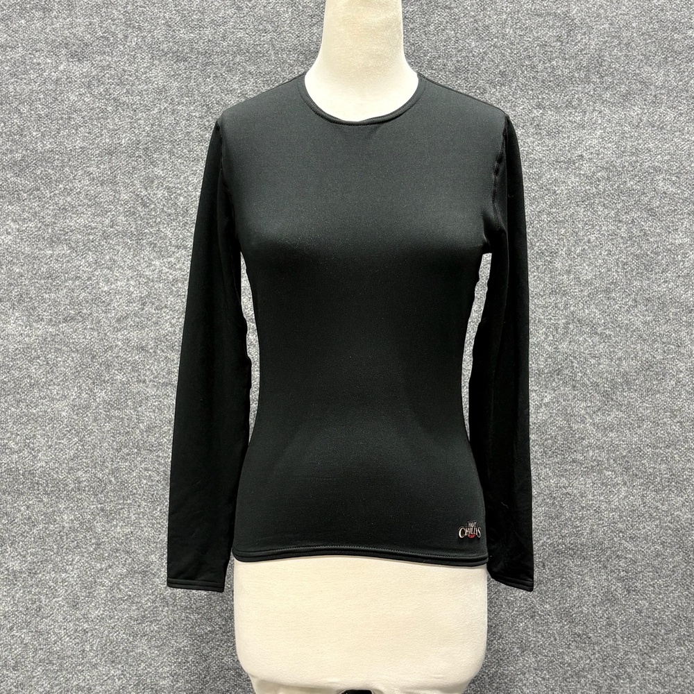 Hot Chillys Shirt Womens Medium Black Long Sleeve Thermal Base Layer Stretch